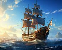 Красивый парусный фрегат