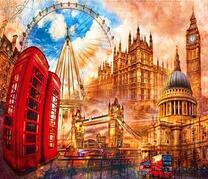 Красочные символы Лондона на фоне неба