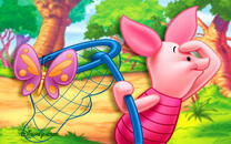 Пятачок охотится на бабочек