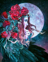 Без бренда «Девушка с розами в волосах на фоне луны» в Хабаровске в интернет-магазине Без бренда «Девушка с розами в волосах на фоне луны» в Хабаровске