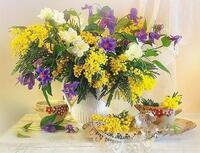 Без бренда «Букет из мимозы и колокольчиков в вазе» в Хабаровске в интернет-магазине  Без бренда «Букет из мимозы и колокольчиков в вазе» в Хабаровске