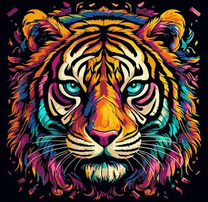 Красочный тигр на черном фоне