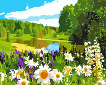 Луговые цветы на берегу реки