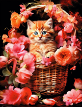 Без бренда «Рыжий котенок в корзине с цветами» в Хабаровске в интернет-магазине  Без бренда «Рыжий котенок в корзине с цветами» в Хабаровске