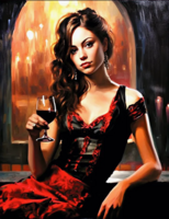 Без бренда «Обворожительная брюнетка с бокалом красного вина» в Хабаровске