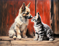 Без бренда «Знакомство котенка и щенка» в Хабаровске в интернет-магазине  Без бренда «Знакомство котенка и щенка» в Хабаровске