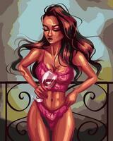 Без бренда «Девушка в нижнем белье с бокалом вина» в Хабаровске